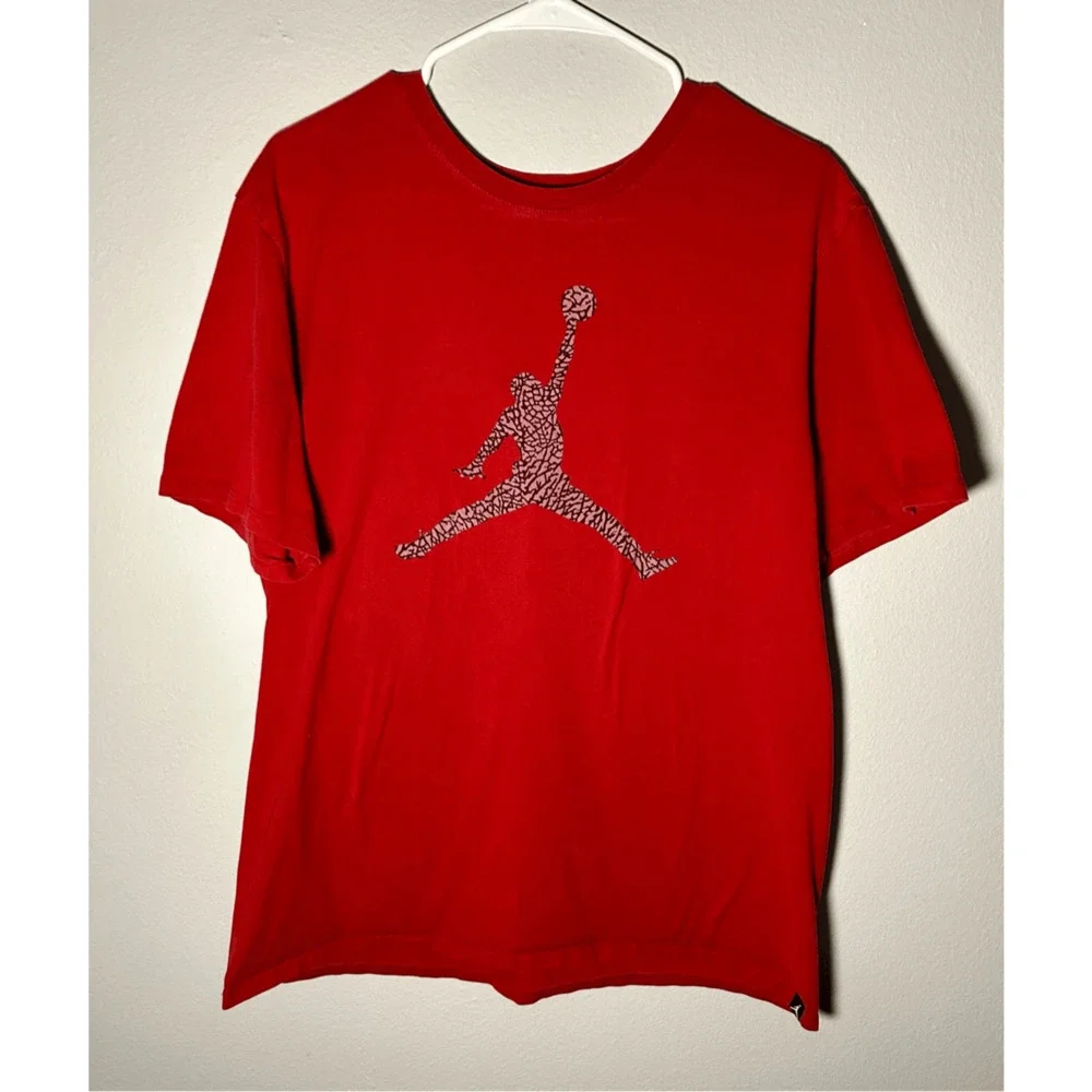 Jordan Red Graphic Red T-shirt Leopard Print Jumpman Sz XL